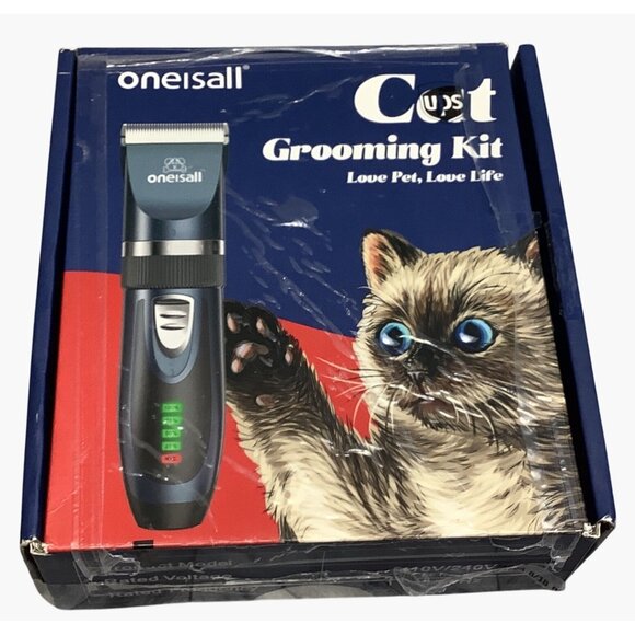 Oneisall Cat Grooming Kit Clippers Scissors Comb Hair Trimmer Set Quiet Shaver - Picture 10 of 13